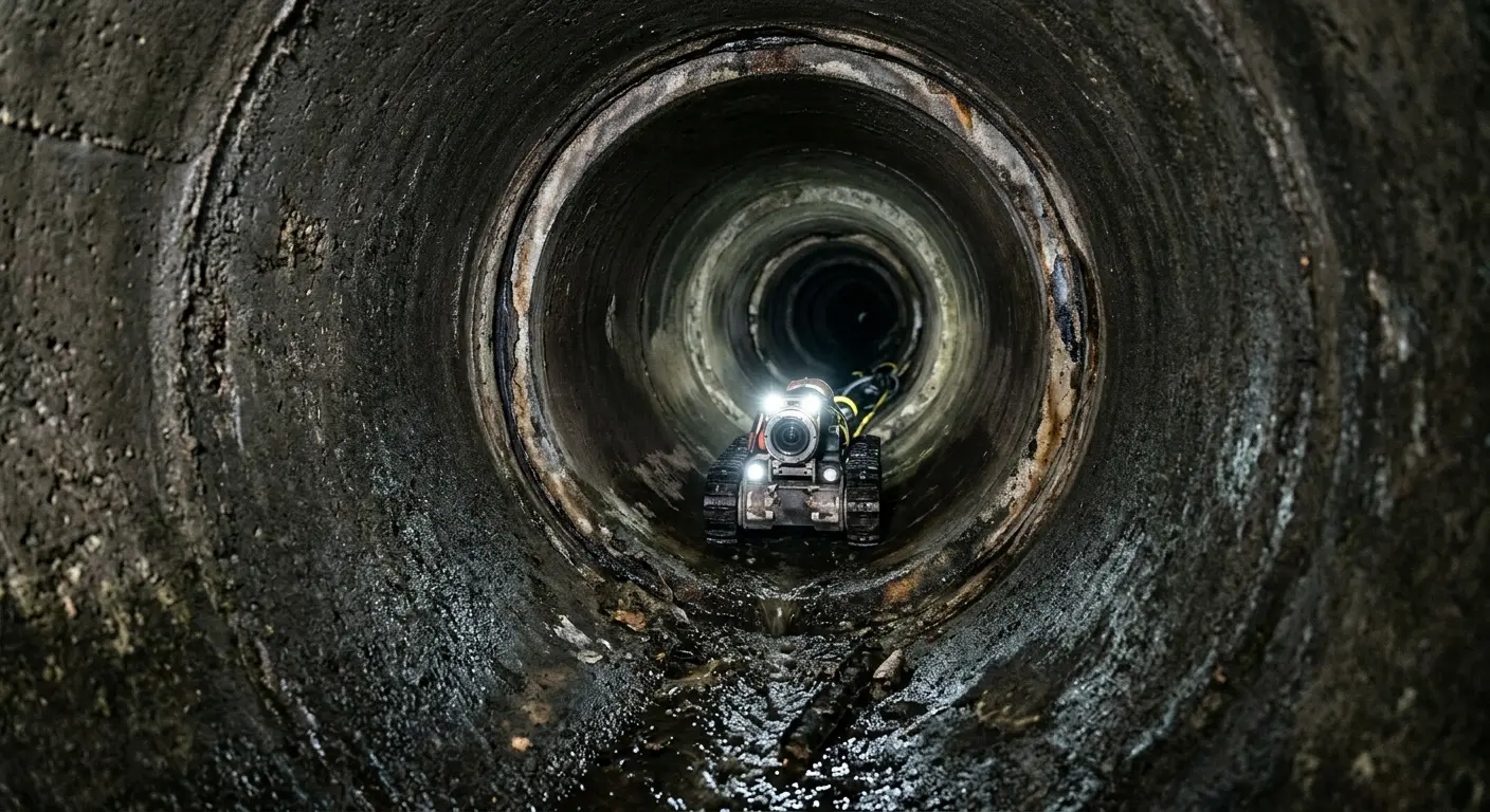 Robotic sewer camera inspecting pipe interior for Sewer Line Repair in Berlin